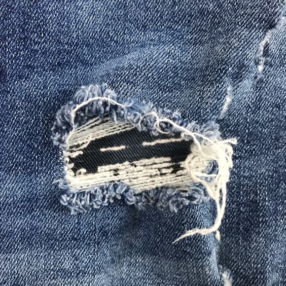 We The Free People High Waist Slim Ripped Stretch Ankle Cropped blue jeans 27 - Picture 5 of 14